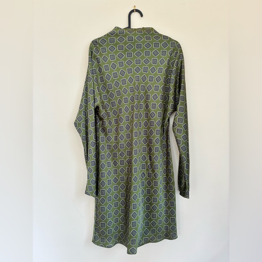 NWT Mango Green Geometric Long Sleeve Dress